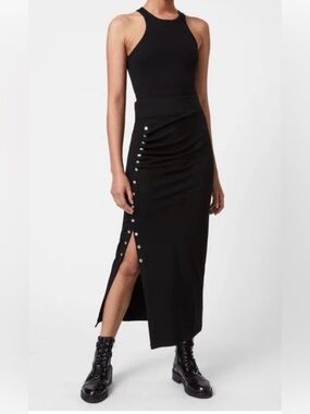 Allsaints Hatti Black Midi Skirt